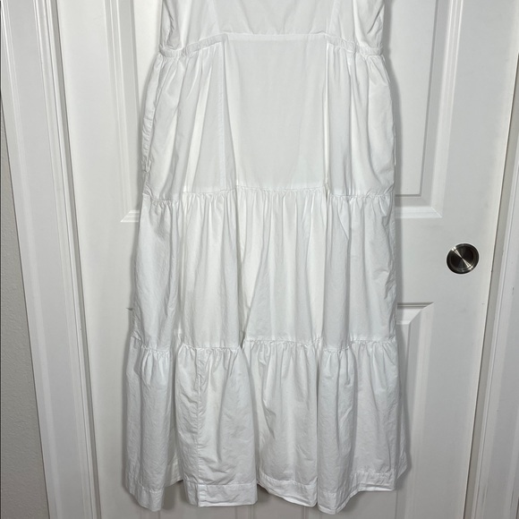 Madewell Button-Front Tiered Midi Dress Size Medium White Sleeveless - Picture 13 of 16